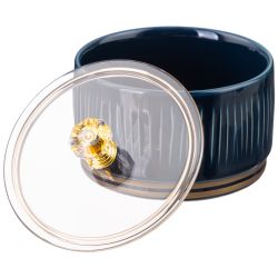 НАБОР БАНОК LEFARD "HERBAL" С ПЛАСТИК. КРЫШКОЙ 3 ШТ. 230 МЛ НА МЕТАЛЛ. ПОДСТАВКЕ СИНИЙ (КОР=24НАБ.)