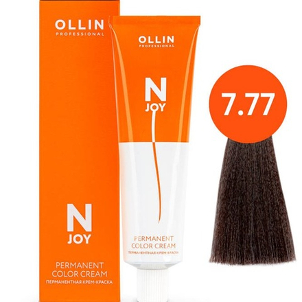 OLLIN PROFESSIONAL N-JOY - перманентная крем-краска для волос 7/77 русый интенсивно-коричневый, 100 мл