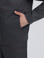 Костюм Строй-1 CH МВО (тк.Смесовая,280) брюки, т.серый/красный/черный