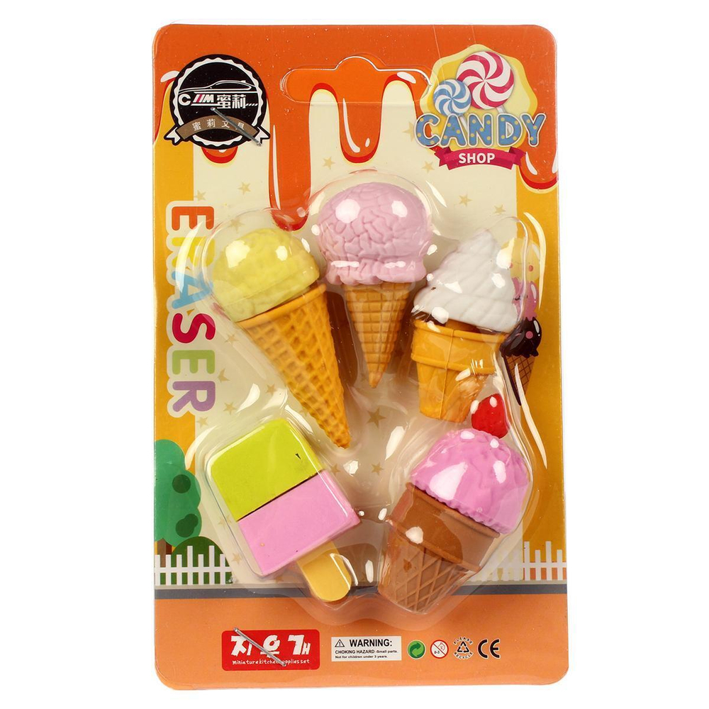 Набор ластиков на блистере "Пироженки" 4 шт, 2 вида микс, С-40383