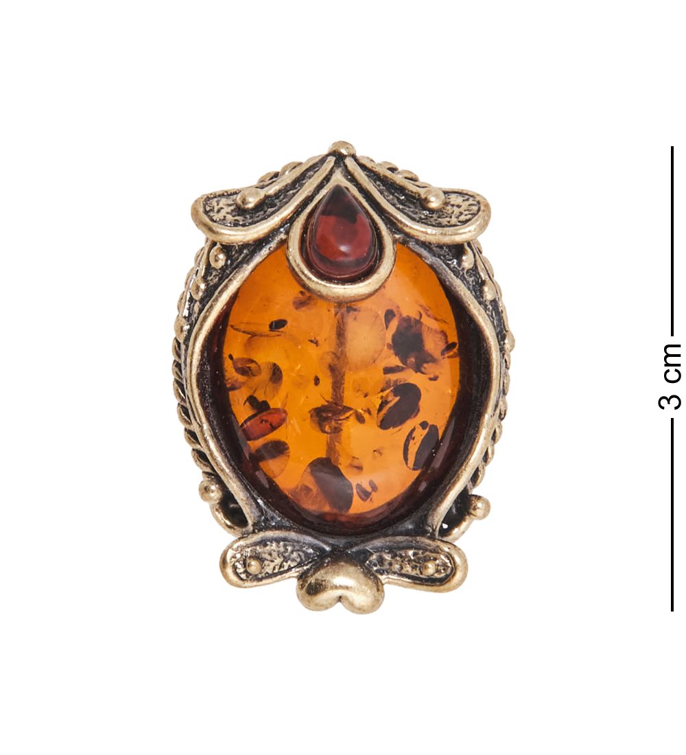 AM-4108 Брошь «Маркиза Рассвет» (латунь, янтарь)