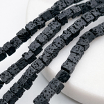 "Лава" бусины, куб, размер около 4,2-4,4 мм, цена за отрезок 19 см (1/2 нити)