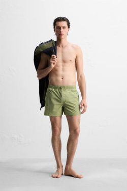 ZARA ПЛАВКИ ИЗ ВЫСОКОТЕХНОЛОГИЧНОЙ ТКАНИ, СВЕТЛЫЙ ХАКИ