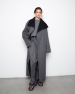 Пальто двухстороннее из шерсти Берберри серый/черный