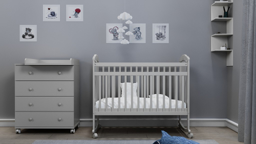 Кроватка детская Incanto PL (серый) колесо-качалка