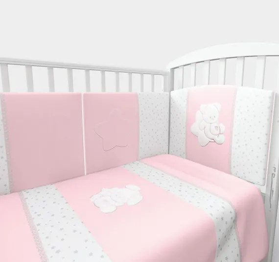 Комплект постельного белья Lollycottons Maks Bear 3 предмета, Розовый