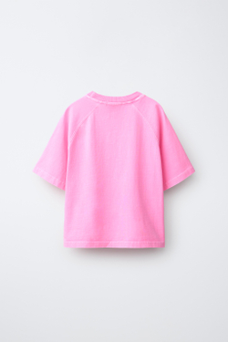 ZARA КОМПЛЕКТ ИЗ ФУТБОЛКИ И ШОРТОВ, НЕОНОВЫЙ РОЗОВЫЙ