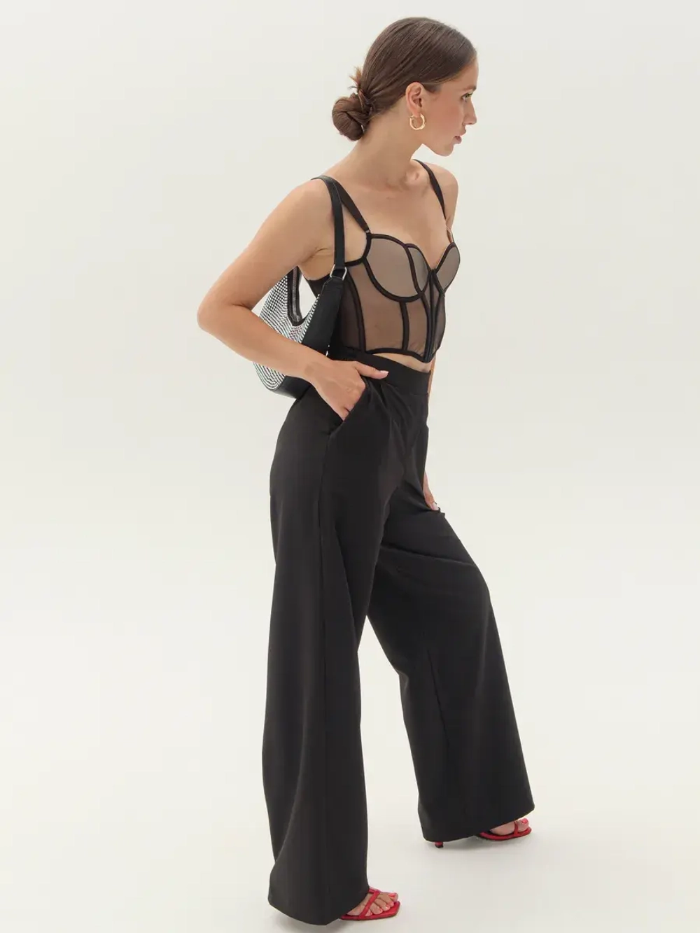 Брюки палаццо летние на резинке