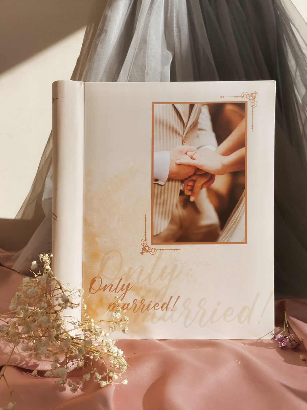 Фотоальбом свадебный на 20 магнитных листов 23х28 см, внутр. спираль only married Новобрачные