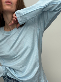 Лонг льняной голубой с рельефами