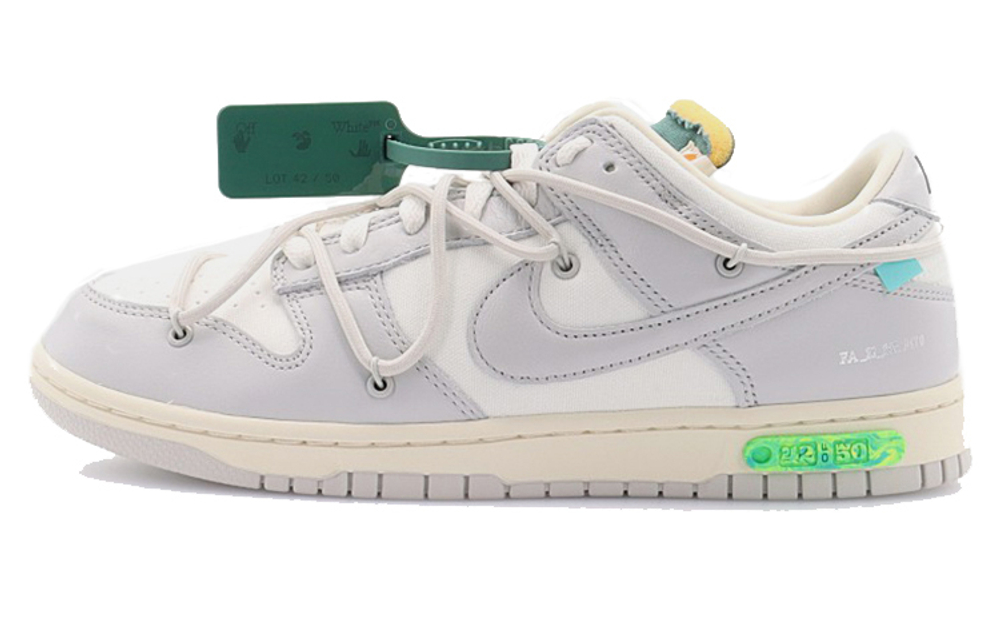 OFF-WHITE x Nike Dunk Low "The 50" NO.42 Joint White Lace Green Buckle Stylish Low Help Board Shoes Grey