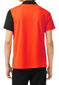Теннисное поло Lacoste Regular Fit Recycled Knit Tennis Polo Shirt - black/orange/white