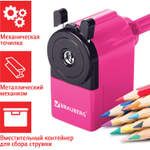 Точилка механическая BRAUBERG "JET" металлический механизм корпус красный (2 штуки в упаковке)