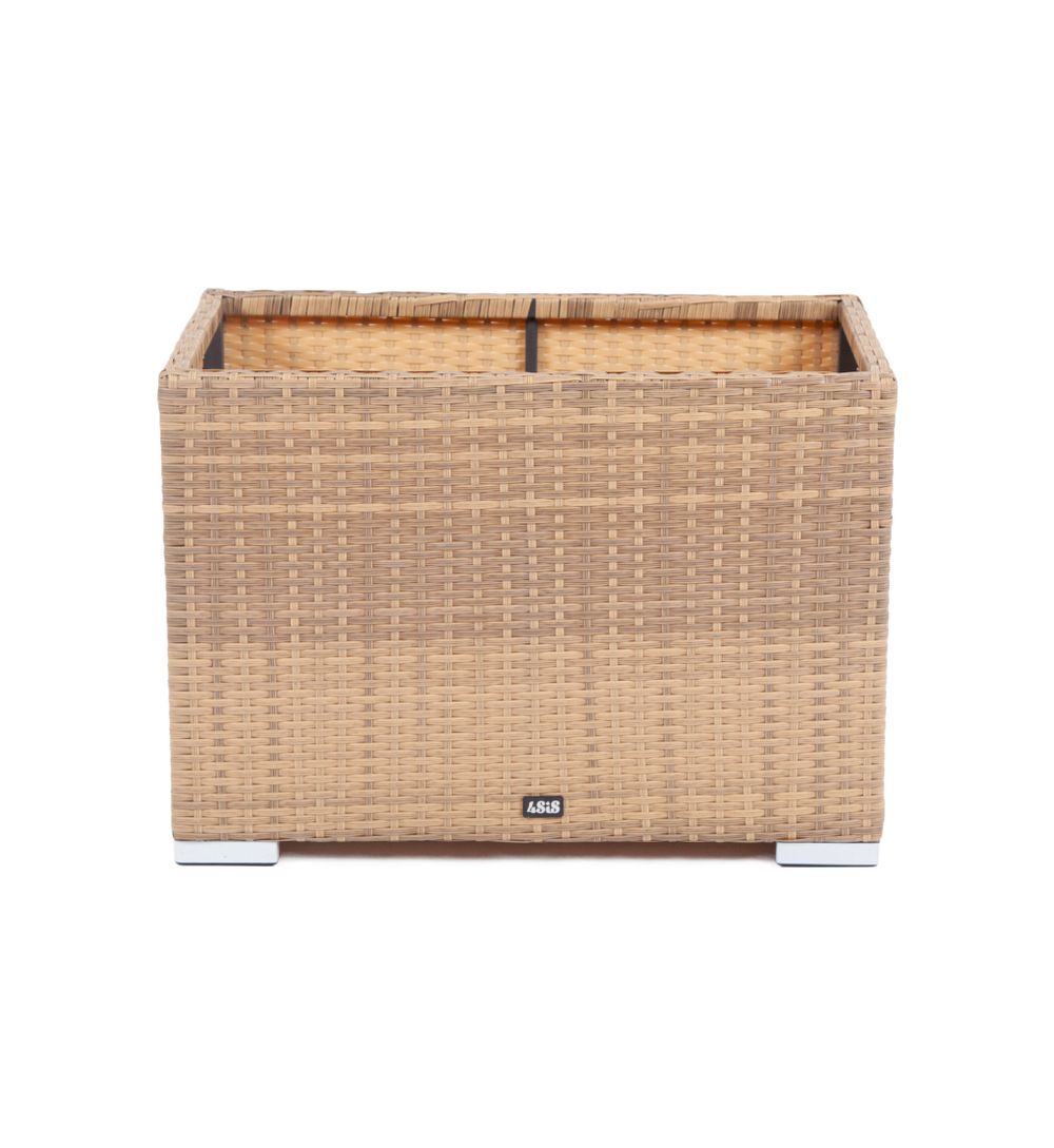 "Лунго" кашпо для цветов большое плетеное из искусственного ротанга, цвет соломенный