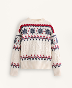 Oysho Вязаный свитер «Снежинки», экрю