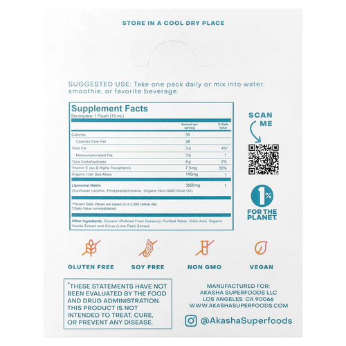 Akasha Superfoods, липосомальный гель из морского мха, сладкий цитрус, 30 пакетиков по 15 мл (0,5 жидк. унции)