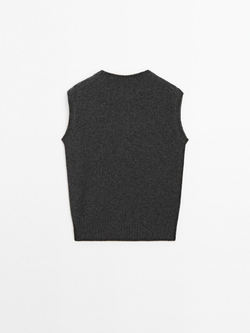 Massimo Dutti Жилет оверсайз из 100% кашемира, антрацитово-серый