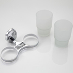 Стакан для зубных щеток, двойной, стекло/металл, хром, Frap, F1608