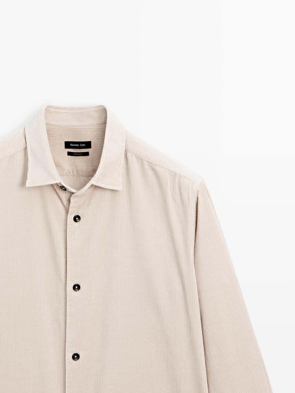 Massimo Dutti Вельветовая куртка-рубашка классического кроя, бежевый