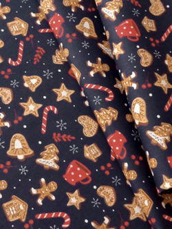 Ткань бязь плательная, рис. "Новогодние пряники", ширина 150 см, арт. 891