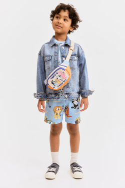 H&M Комплект из шортов и футболки с принтом, синий