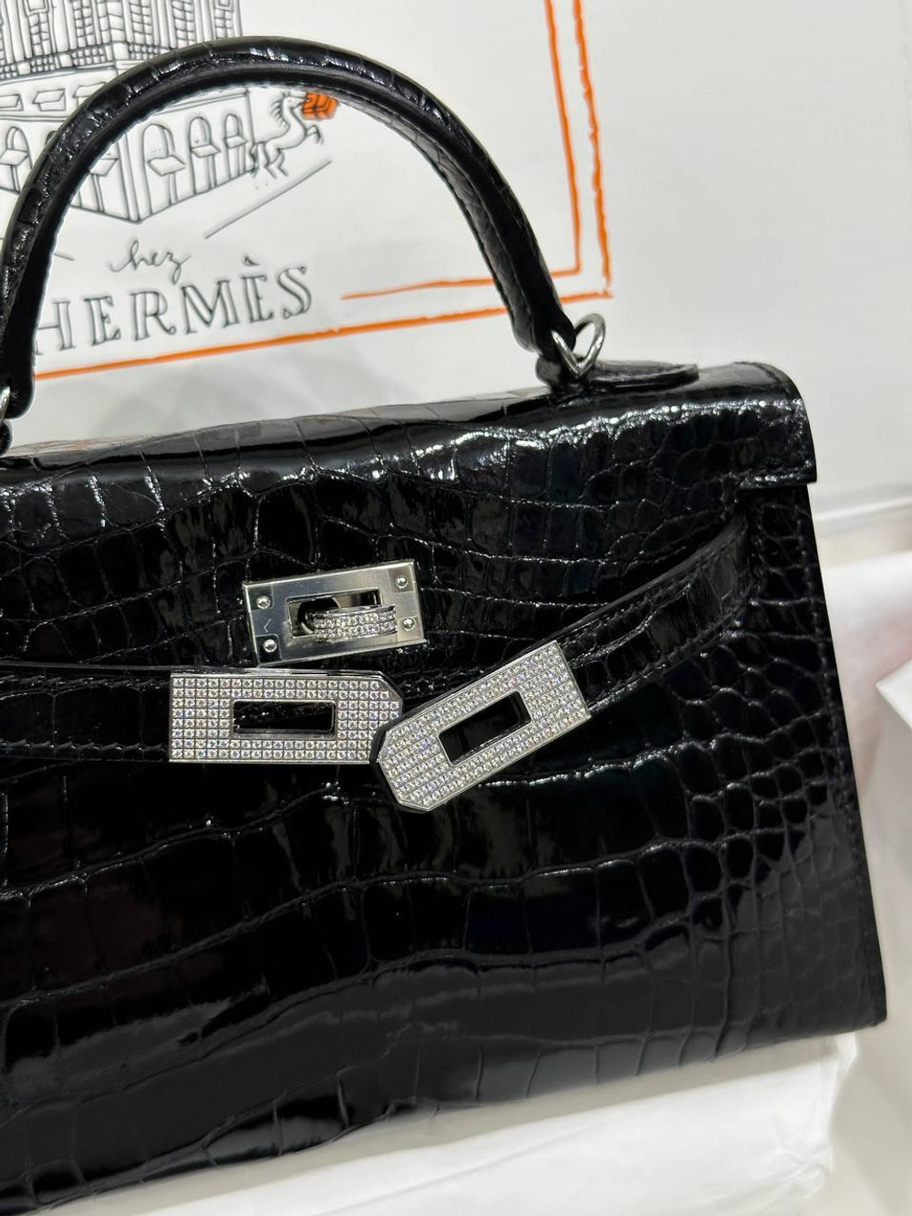 Сумка Hermes из кожи крокодила 19 см
