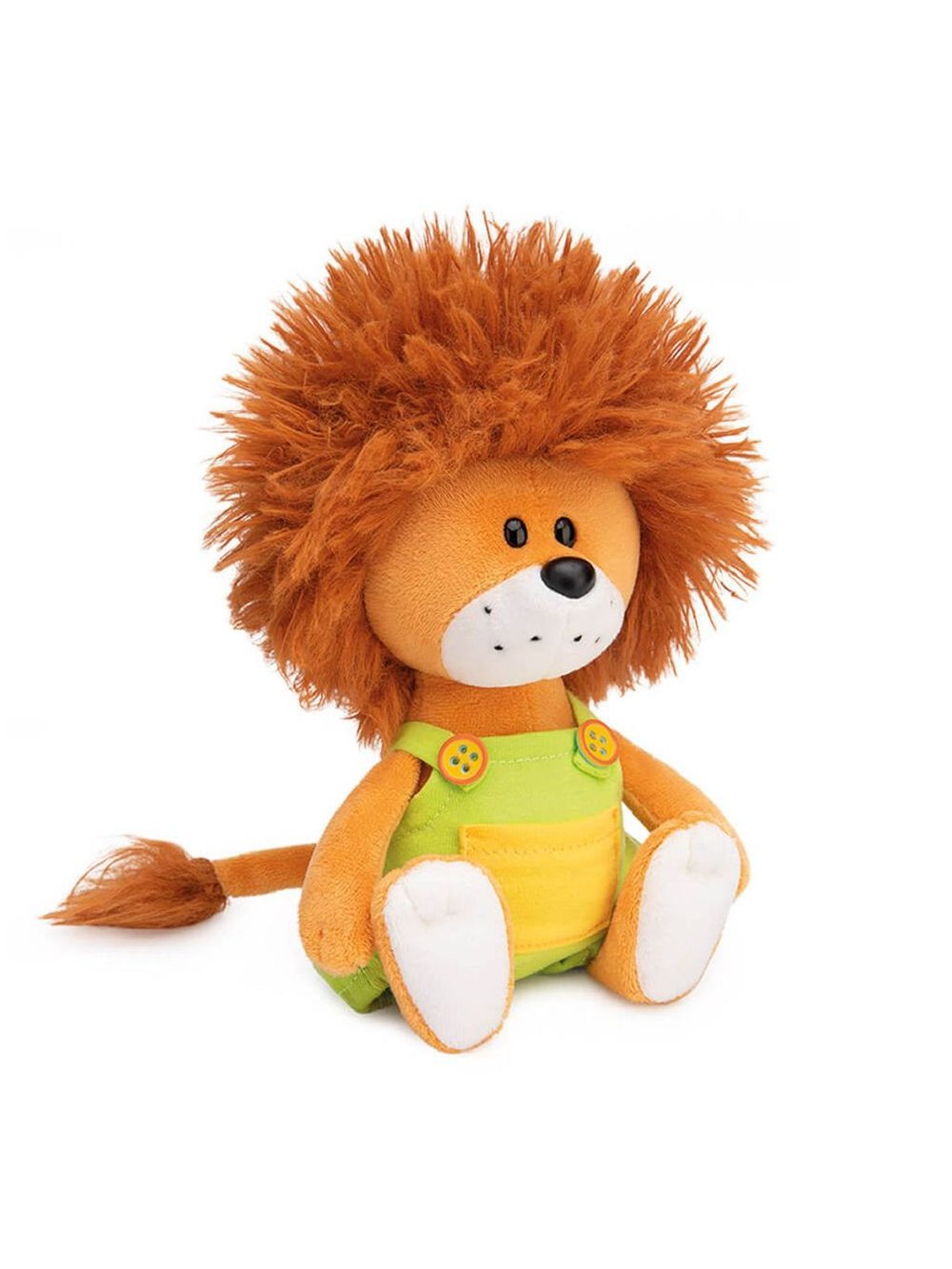 Мягкая игрушка Львёнок Лью в комбинезоне с желтыми пуговицами (15 см) в коробке