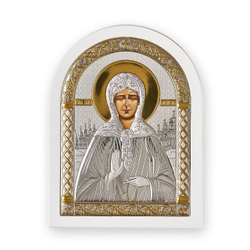 Матрона, икона арочная, белое дерево 175х225