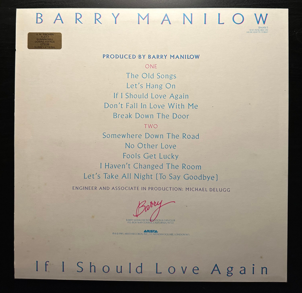 Barry Manilow - If I Should Love Again (Англия 1981г.)