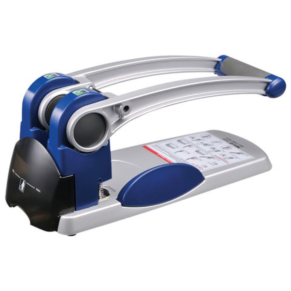 Дырокол металлический СУПЕРМОЩНЫЙ KW-trio, до 300 листов, серебристый с синими вставками, 9550, -9550