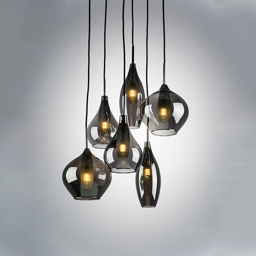 803067 Подвес PENTOLA 6х25W G9 ХРОМ/ДЫМЧАТЫЙ