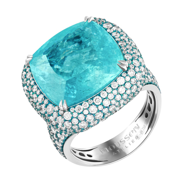 Кольцо с Турмалином Параиба и Бриллиантами, R0020-16/4