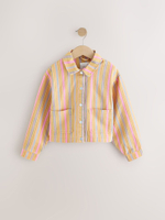 Куртка джинсовая для девочки Next AL1-589, Бежевый, Розовый, Синий