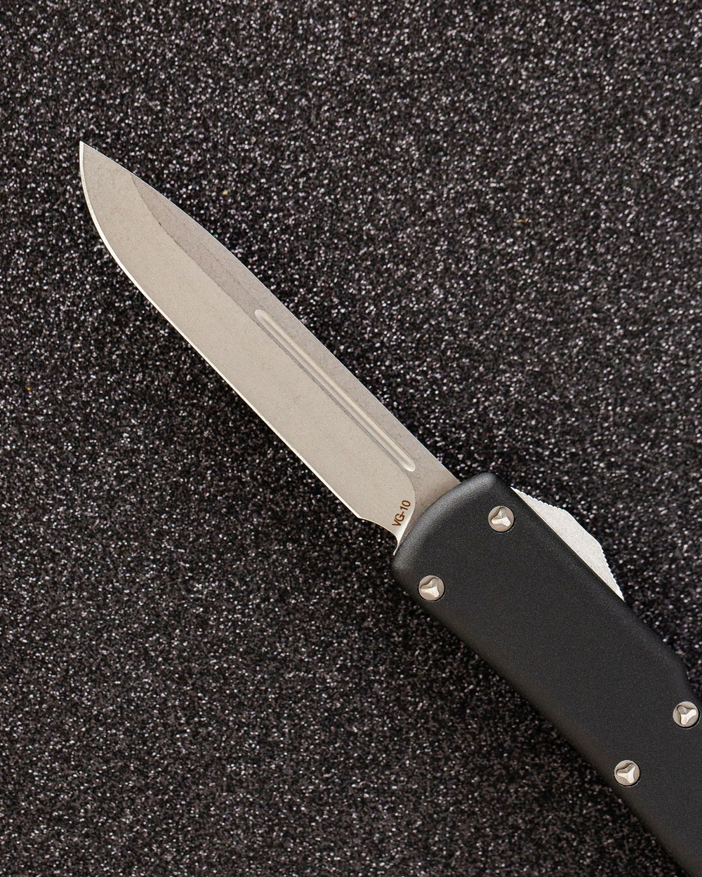 Автоматический складной нож SteelBro UTX-70 S/E Standart Stonewash 148-10 (черный) фронталка/выкидуха