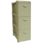 Комод узкий РОТАНГ (3 секции) белый ротанг 0,74,26х0,502м