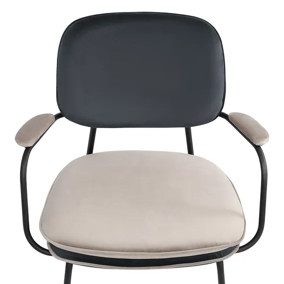 Стул с подлокотниками и контрастным кантом pea, велюр, темно-серый/бежевый