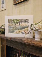 Картина авторская акварельная в паспарту 30х40 см на стену для интерьера "На берегу пруда в Тованово"