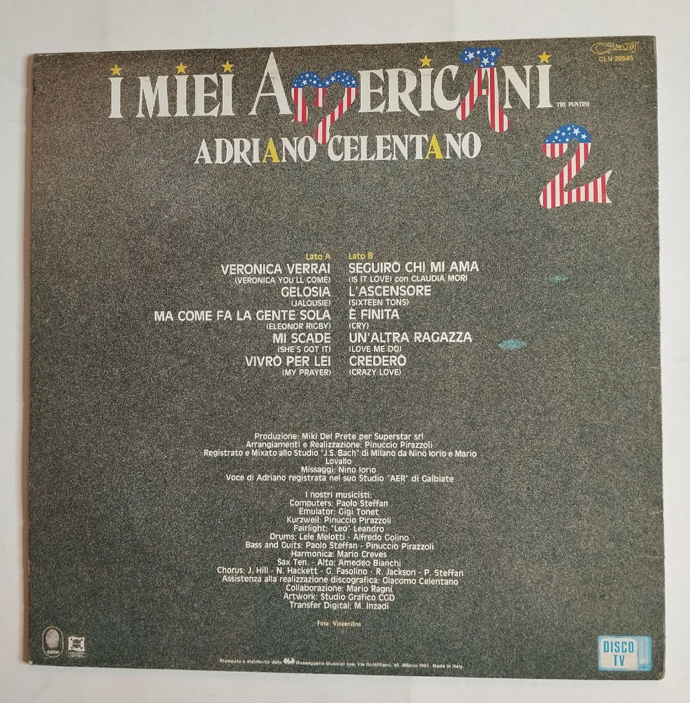 Винтажная виниловая пластинка LP Adriano Celentano I Miei Americani (Tre Puntini) 2 (Italy 1986)