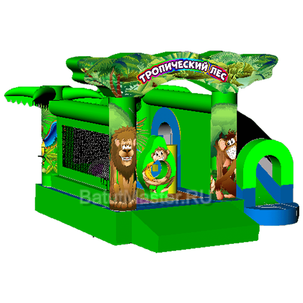 Надувной коммерческий батут Тропический лес 4х4х3.2 м