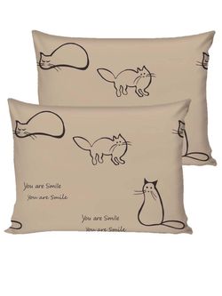 Наволочка комплект 2шт перкаль Сказка "Котики (беж)" 50x70 см на молнии