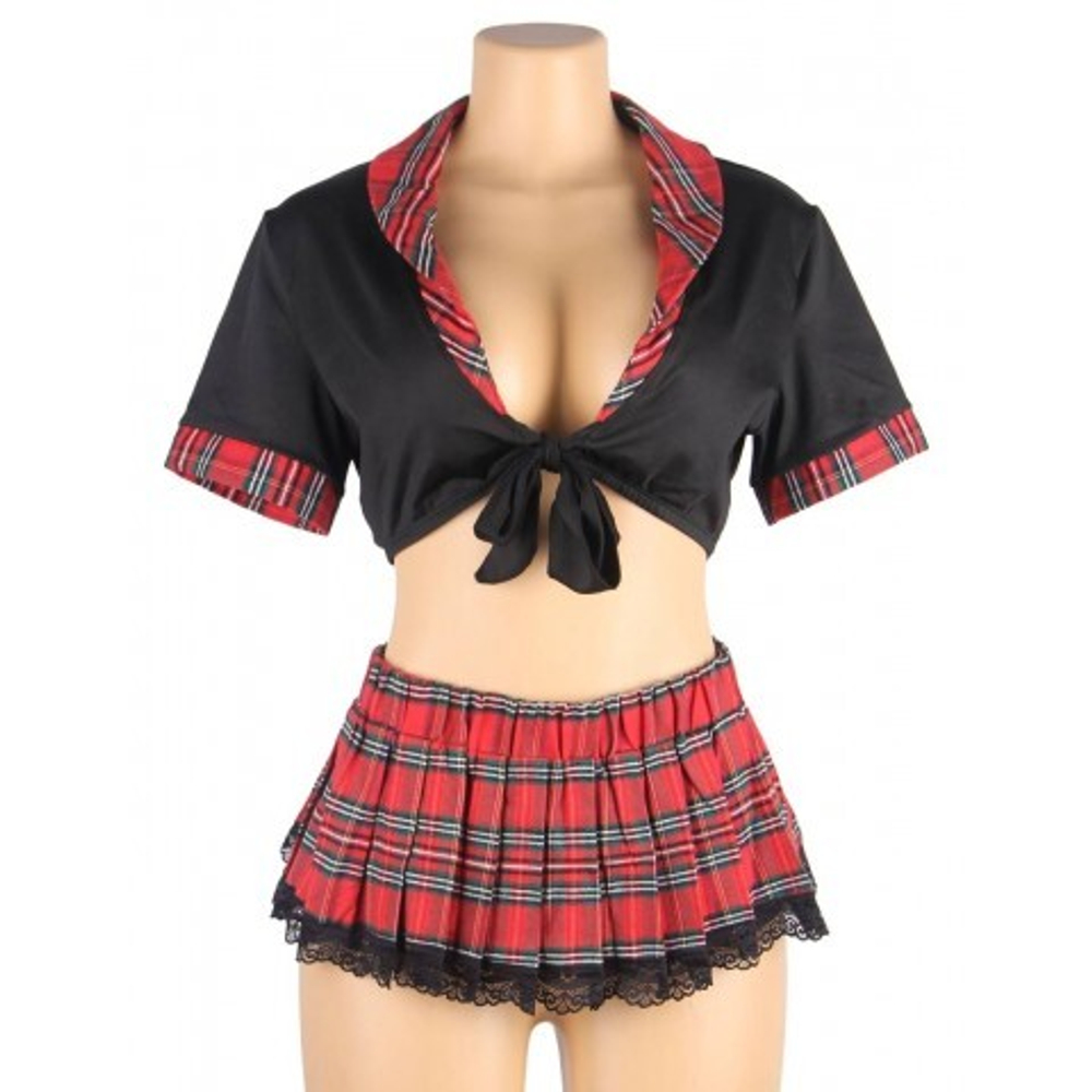 Сексуальная форма студентки (топ, клетчатая юбка; размер XL-2XL)