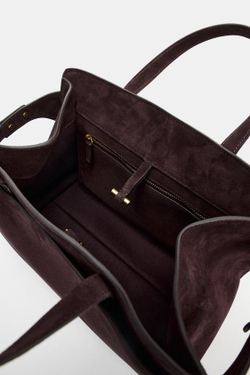 ZARA ГОРОДСКАЯ КОЖАНАЯ СУМКА, КОРИЧНЕВЫЙ