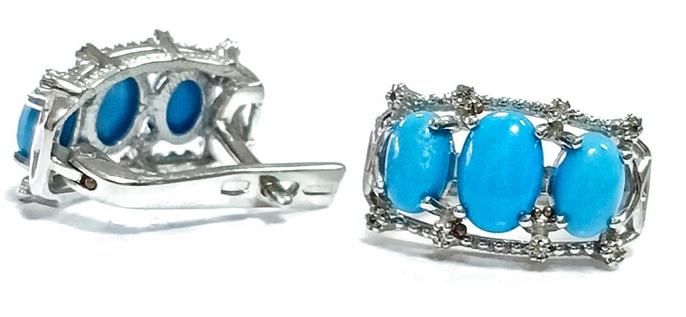 Ювелирные серьги из серебра с бирюзой