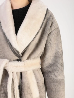 Дубленка зимняя натуральная длинная оверсайз