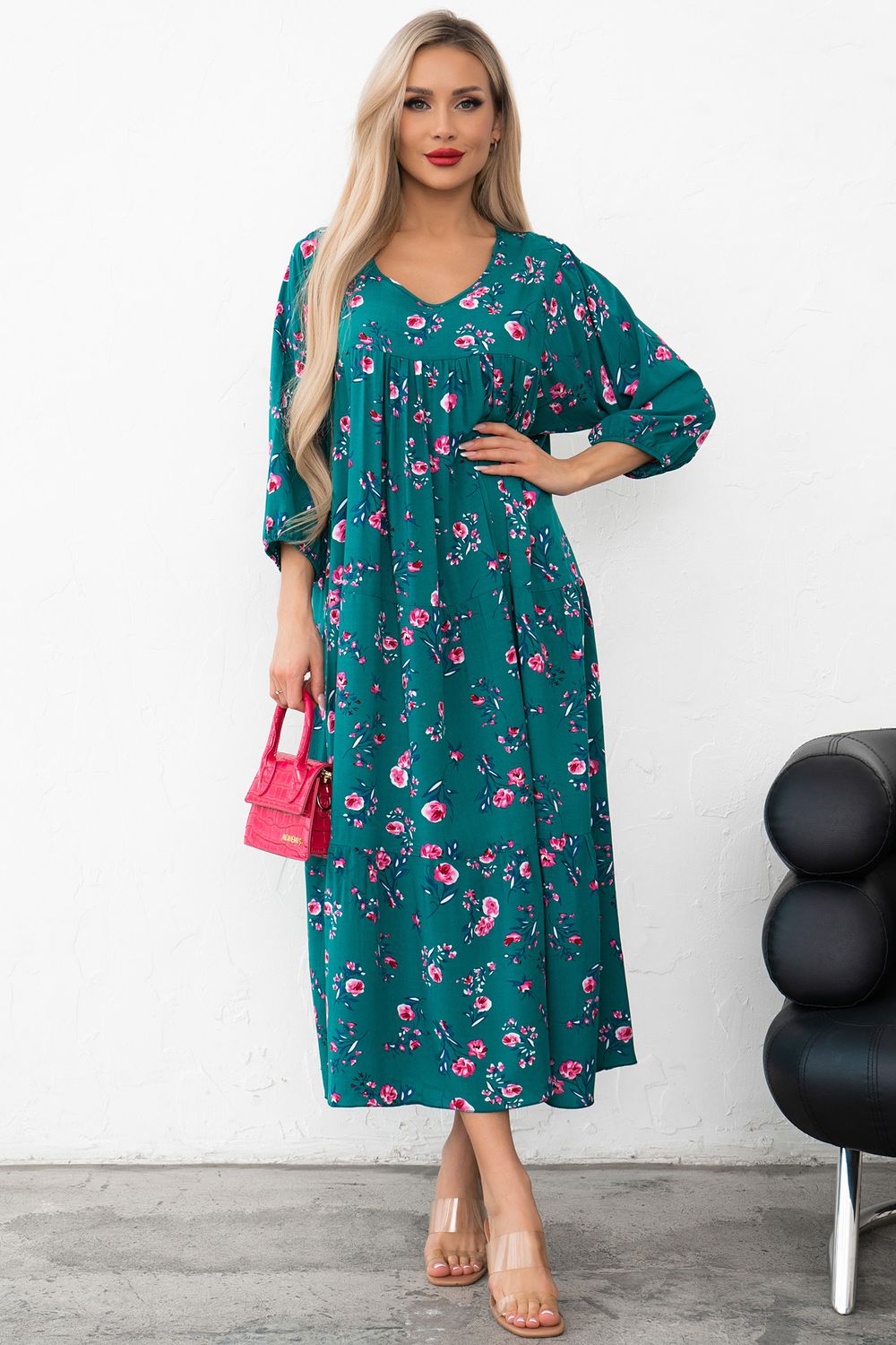Платье Серенада (изумруд/фуксия) Р11-1044/18 Nikol (Акция)