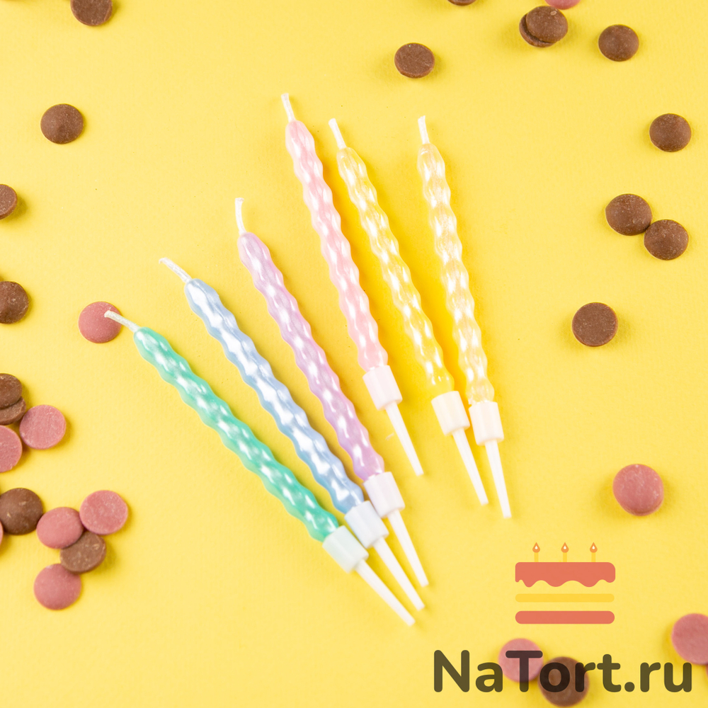 Набор свечей для торта «Happy» (ребристые, 11 см) 6 шт