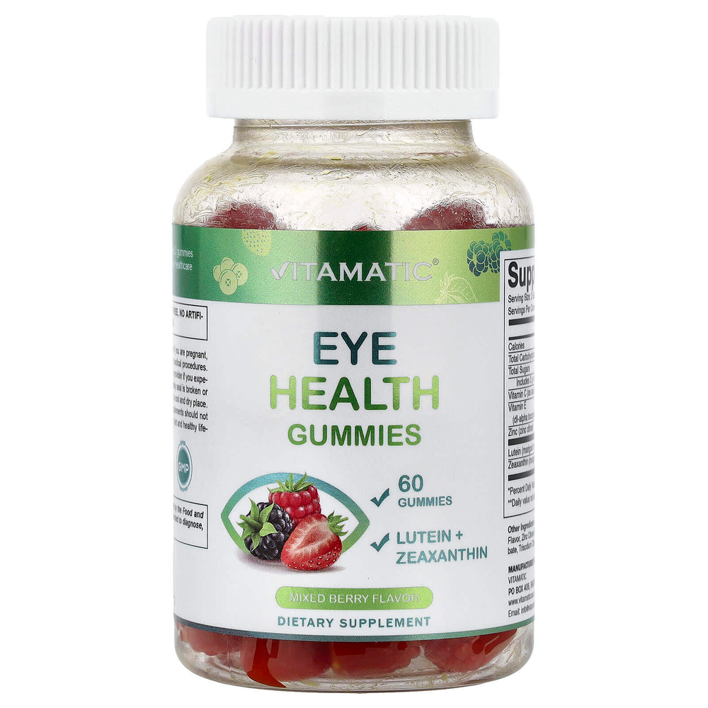 Vitamatic, жевательные таблетки для здоровья глаз, со вкусом ягодного ассорти, 60 шт.