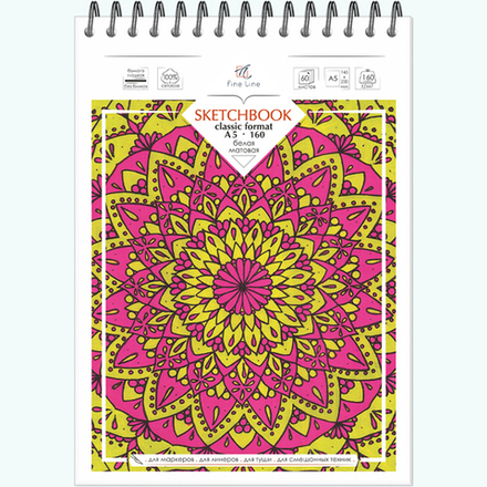 Блокнот-скетчбук SKETCHBOOK 160 формат А5 60 листов на металлическом гребне