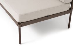 "Канны" правый модуль плетеный из роупа, каркас алюминий коричневый (RAL8016) муар, роуп коричневый круглый, ткань бежевая 035