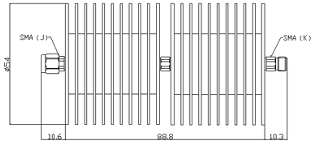 SMA, Аттенюатор фиксированный, 26.5 ГГц, 30Вт (10-40 dB)